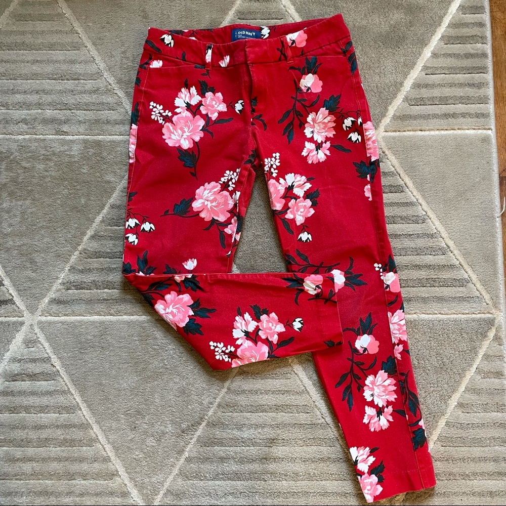 Red floral old navy pixie pants